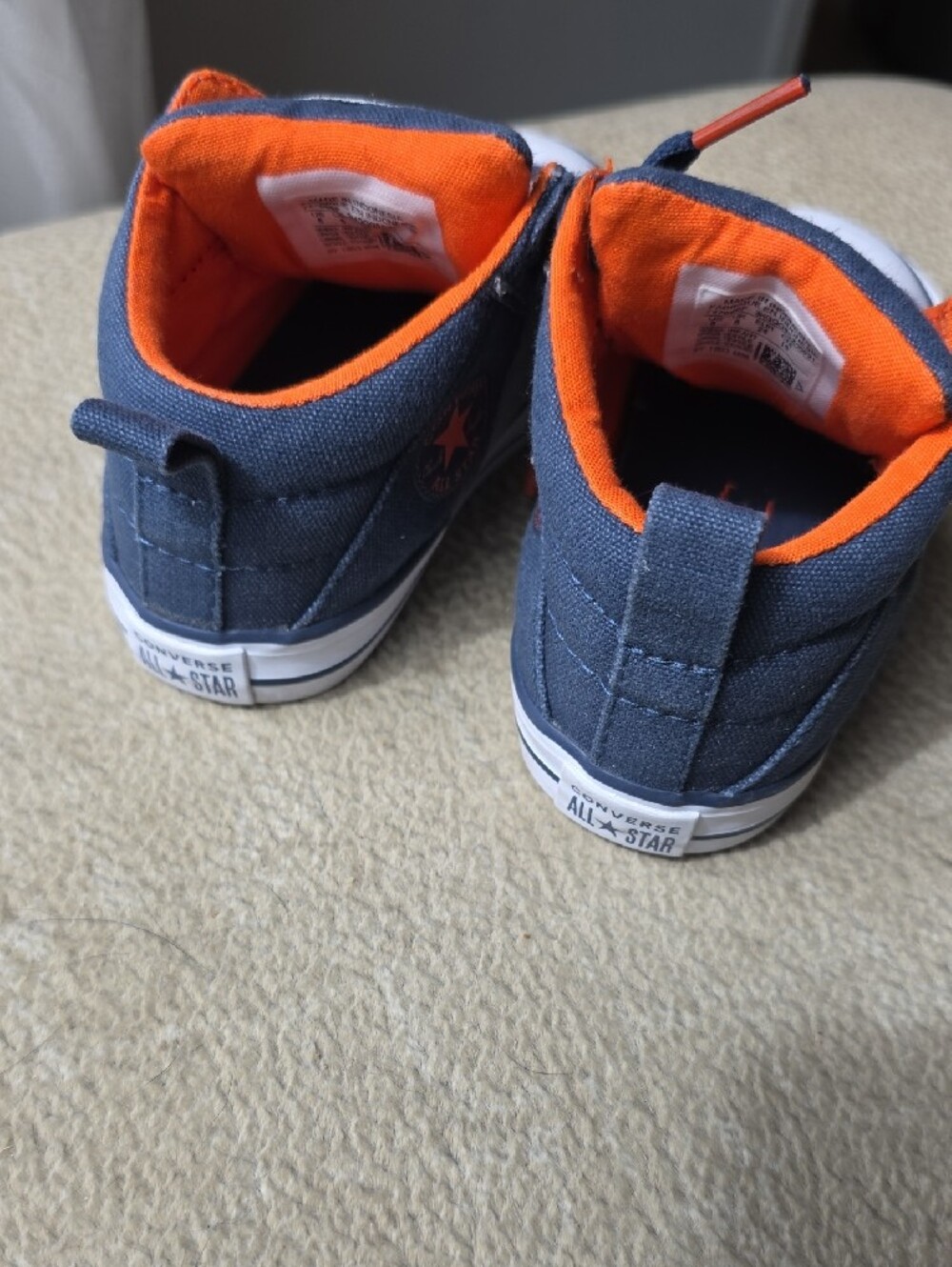Converse Kids Gray and Navy High-Top Sneakers with Orange Lining Item#1065 - Picture 6 of 9